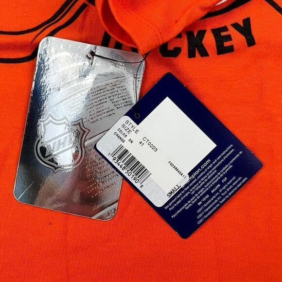 New Champion Men US S, XL Orange T-Shirt NHL Philadelphia Flyers Crewneck Tee  - Picture 9 of 11
